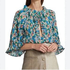 Ganni pleated Georgette blouse